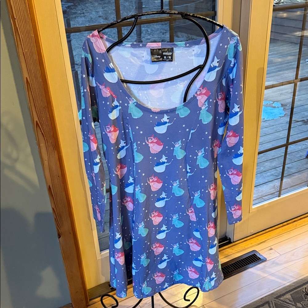 Cakeworthy Disney Sleeping Beauty Fairy Godmothers Skater Dress XL Blue Long Slv